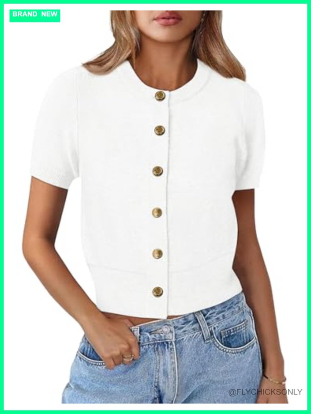 Women's Cropped Cardigan Short Sleeve Button Down Knit Top Summer